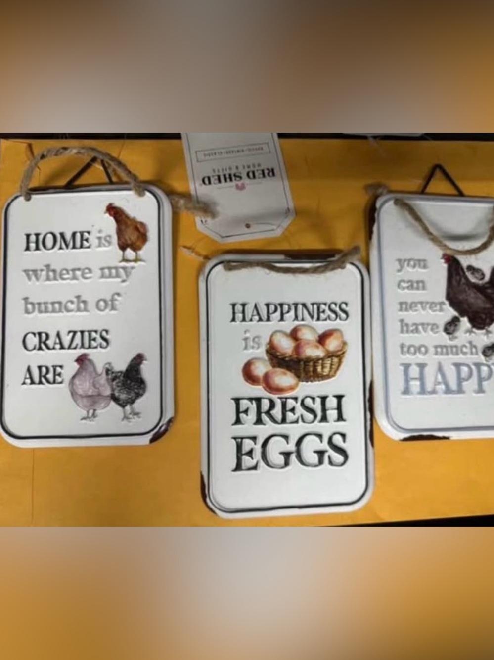 3 pc chicken theme metal signs NWT